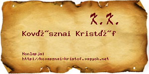 Kovásznai Kristóf névjegykártya